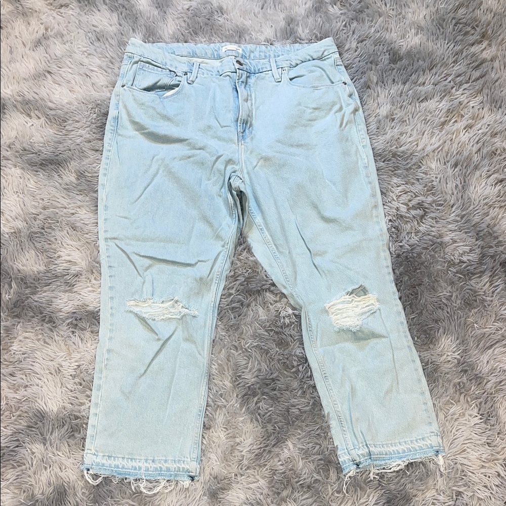 Good American Light Blue Ripped Boyfriend Jeans